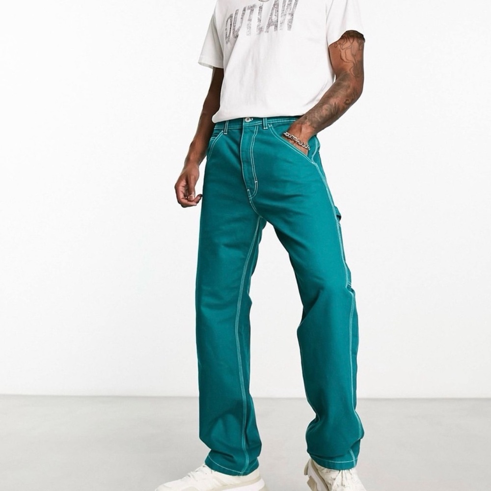 Stan Ray 100% cotton Painter Agave Pants with White Stitching